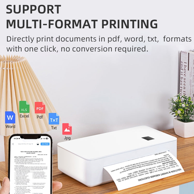 A4LE Portable Bluetooth HD Thermal Printer for Home Office Study(AU Plug)