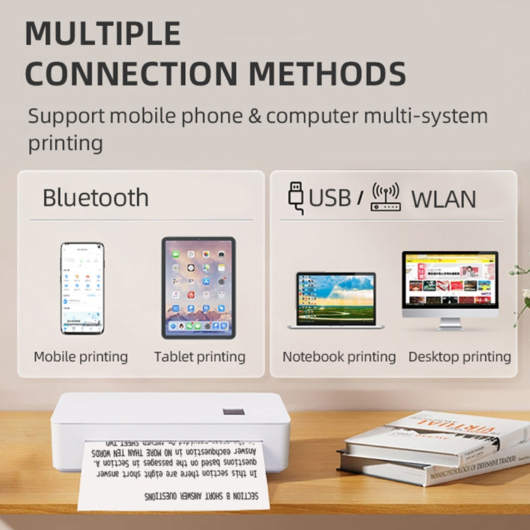 A4 mini Portable Bluetooth HD Thermal Printer for Home Office Study(UK Plug)