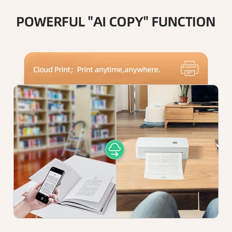 A4LE Portable Bluetooth HD Thermal Printer for Home Office Study(AU Plug)