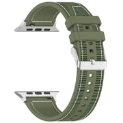 For Apple Watch Series 9 45mm Ordinary Buckle Hybrid Nylon Braid Silicone Watch Band(Green)