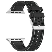 For Apple Watch Series 9 41mm Ordinary Buckle Hybrid Nylon Braid Silicone Watch Band(Black)