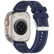For Apple Watch Series 8 41mm Ordinary Buckle Hybrid Nylon Braid Silicone Watch Band(Midnight Blue)
