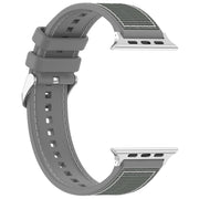 For Apple Watch SE 40mm Ordinary Buckle Hybrid Nylon Braid Silicone Watch Band(Grey)
