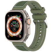For Apple Watch Series 2 42mm Ordinary Buckle Hybrid Nylon Braid Silicone Watch Band(Green)