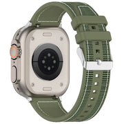 For Apple Watch 42mm Ordinary Buckle Hybrid Nylon Braid Silicone Watch Band(Green)