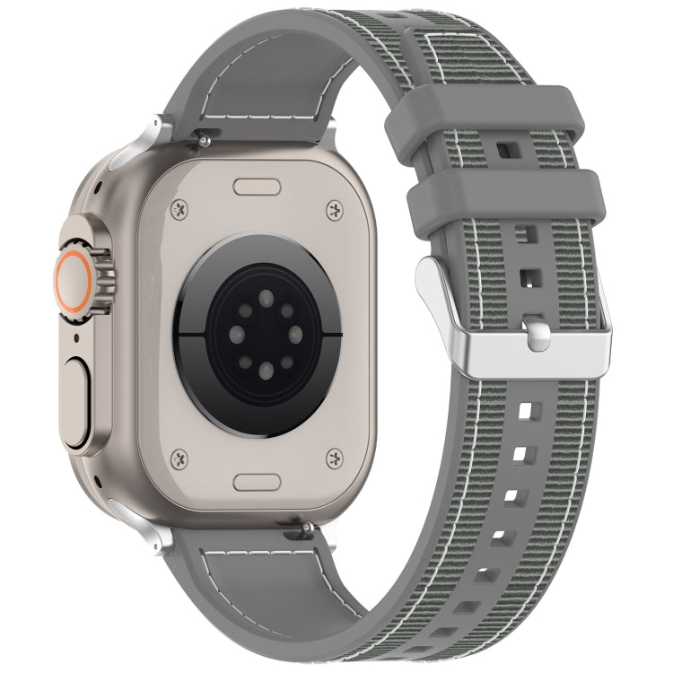 For Apple Watch 38mm Ordinary Buckle Hybrid Nylon Braid Silicone Watch Band(Grey)