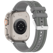 For Apple Watch 38mm Ordinary Buckle Hybrid Nylon Braid Silicone Watch Band(Grey)
