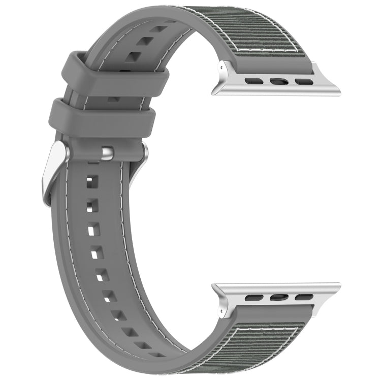 For Apple Watch 38mm Ordinary Buckle Hybrid Nylon Braid Silicone Watch Band(Grey)