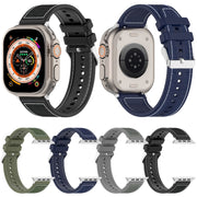 For Apple Watch SE 2022 40mm Ordinary Buckle Hybrid Nylon Braid Silicone Watch Band(Green)