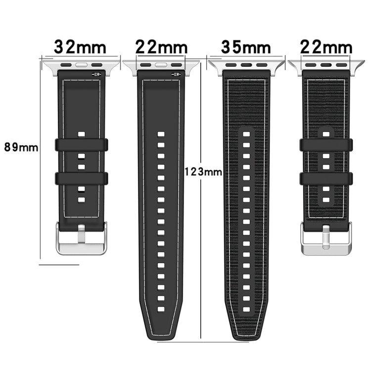 For Apple Watch Series 6 40mm Ordinary Buckle Hybrid Nylon Braid Silicone Watch Band(Midnight Blue)