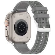 For Apple Watch Series 9 45mm Official Buckle Hybrid Nylon Braid Silicone Watch Band(Grey)