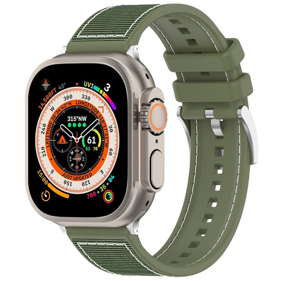 For Apple Watch Series 9 41mm Official Buckle Hybrid Nylon Braid Silicone Watch Band(Green)