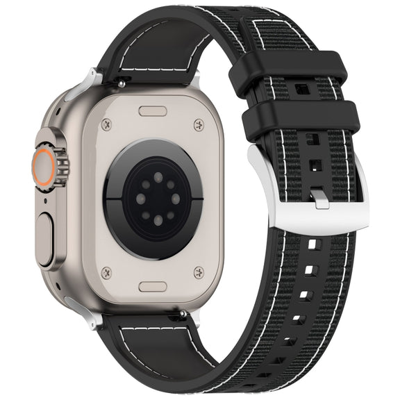 For Apple Watch SE 40mm Official Buckle Hybrid Nylon Braid Silicone Watch Band(Black)
