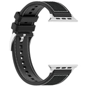 For Apple Watch 42mm Official Buckle Hybrid Nylon Braid Silicone Watch Band(Black)