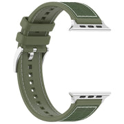 For Apple Watch 42mm Official Buckle Hybrid Nylon Braid Silicone Watch Band(Green)
