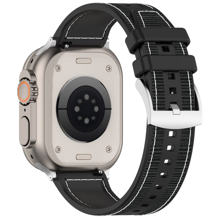 For Apple Watch 38mm Official Buckle Hybrid Nylon Braid Silicone Watch Band(Black)