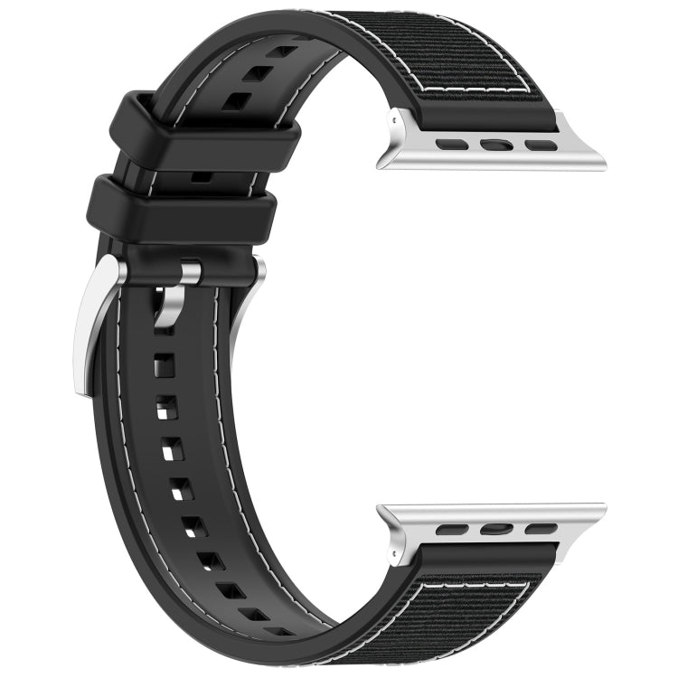 For Apple Watch 38mm Official Buckle Hybrid Nylon Braid Silicone Watch Band(Black)
