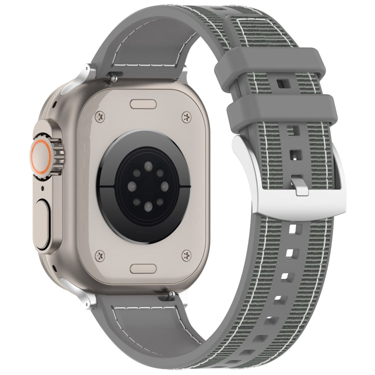 For Apple Watch 38mm Official Buckle Hybrid Nylon Braid Silicone Watch Band(Grey)