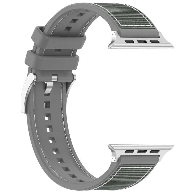 For Apple Watch 38mm Official Buckle Hybrid Nylon Braid Silicone Watch Band(Grey)