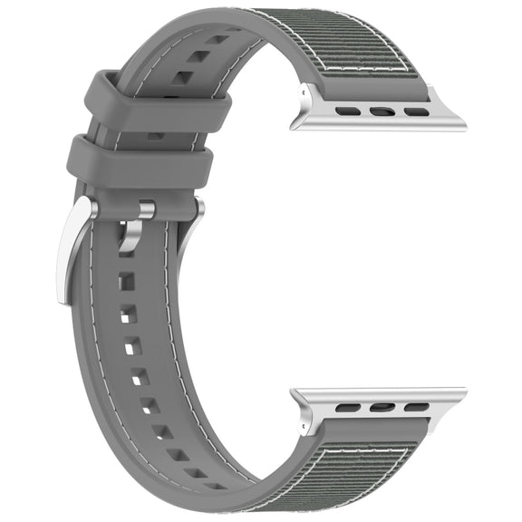 For Apple Watch 38mm Official Buckle Hybrid Nylon Braid Silicone Watch Band(Grey)
