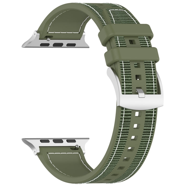 For Apple Watch 38mm Official Buckle Hybrid Nylon Braid Silicone Watch Band(Green)