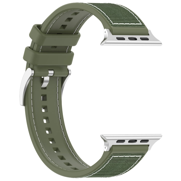 For Apple Watch 38mm Official Buckle Hybrid Nylon Braid Silicone Watch Band(Green)