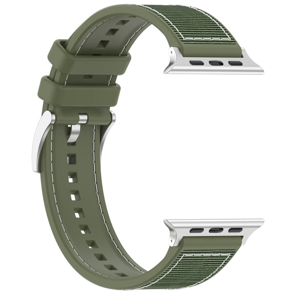 For Apple Watch 38mm Official Buckle Hybrid Nylon Braid Silicone Watch Band(Green)