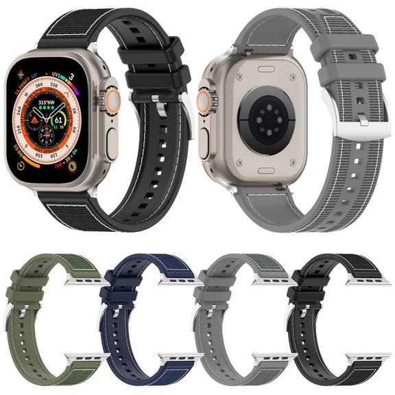 For Apple Watch SE 40mm Official Buckle Hybrid Nylon Braid Silicone Watch Band(Grey)