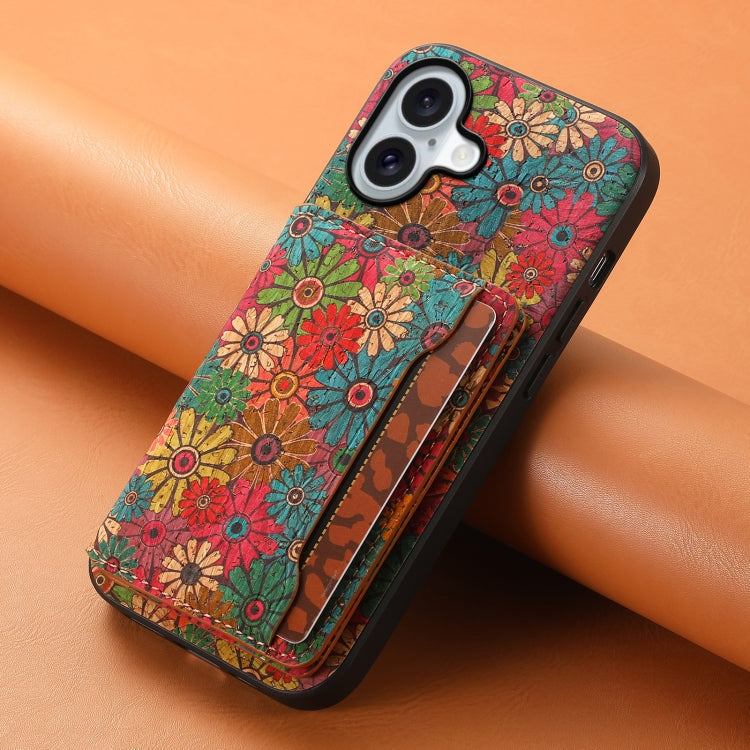 For iPhone 16 Card Slot Holder Phone Case(Spring Green)