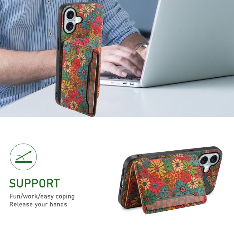 For iPhone 16 Card Slot Holder Phone Case(Spring Green)