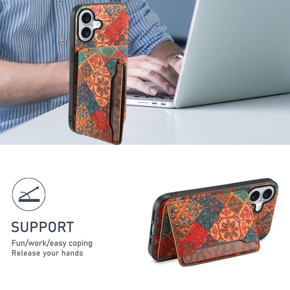 For iPhone 16 Card Slot Holder Phone Case(Winter Blue)