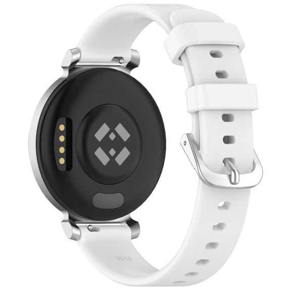 For Garmin Lily 2 14mm Silver Buckle Silicone Watch Band Wristband(White)