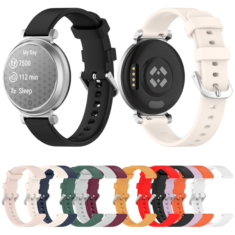 For Garmin Lily 2 14mm Silver Buckle Silicone Watch Band Wristband(White)