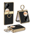 For Huawei Pocket 2 GKK Magnetic Shaft Electroplated Plain Leather Woven Texture Phone Case with Ring(Black) - free shipping - PMC Jewellery - Order now!