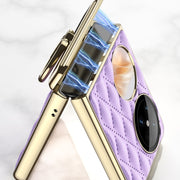 For Huawei Pocket 2 GKK Rhombus Pattern Electroplated Leather Phone Case with Ring(Purple)