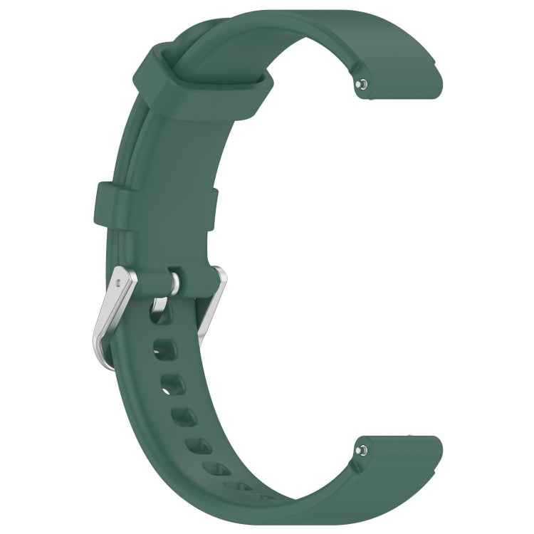 12mm Universal Solid Color Silver Buckle Silicone Watch Band(Dark Green)