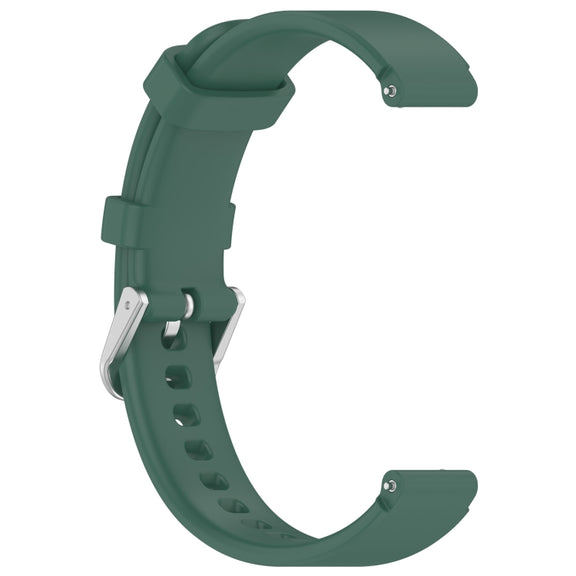 12mm Universal Solid Color Silver Buckle Silicone Watch Band(Dark Green)