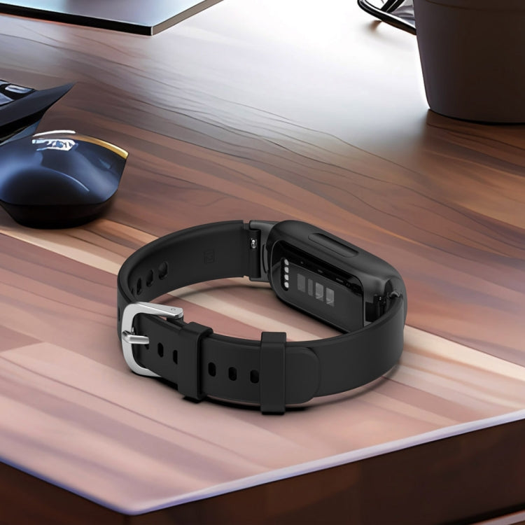 12mm Universal Solid Color Silver Buckle Silicone Watch Band(Black)