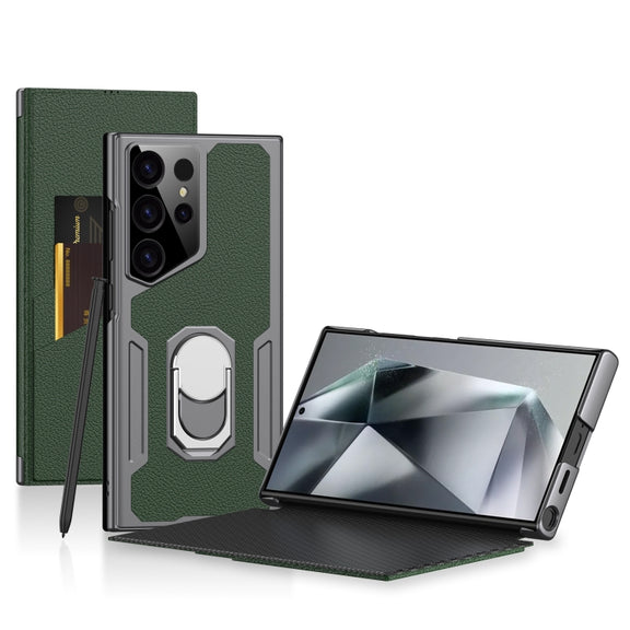 For Samsung Galaxy S24 Ultra 5G GKK Armor Flip Leather Phone Case, Without Pen(Night Green)