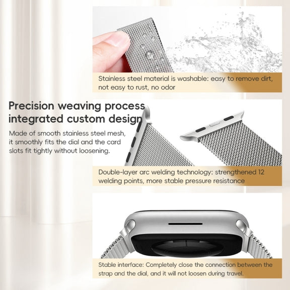 For Apple Watch 42mm ZGA Milanese Magnetic Metal Watch Band(Silver)
