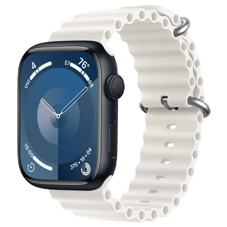 For Apple Watch Series 9 45mm ZGA Ocean Silicone Watch Band(White)