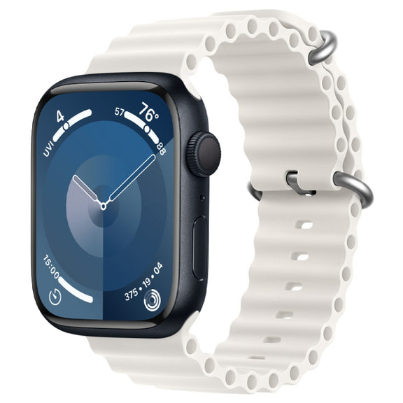 For Apple Watch Series 9 45mm ZGA Ocean Silicone Watch Band(White)