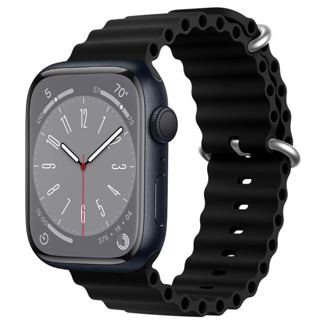 For Apple Watch Series 8 45mm ZGA Ocean Silicone Watch Band(Black)