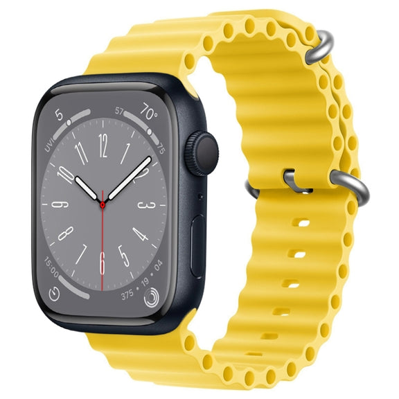 For Apple Watch Series 8 45mm ZGA Ocean Silicone Watch Band(Yellow)