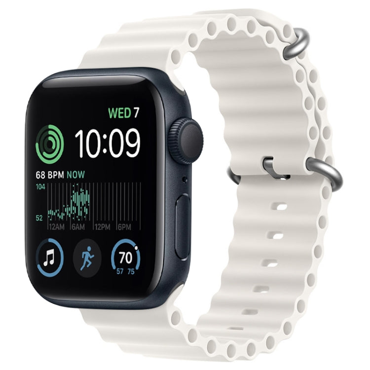 For Apple Watch SE 44mm ZGA Ocean Silicone Watch Band(White)