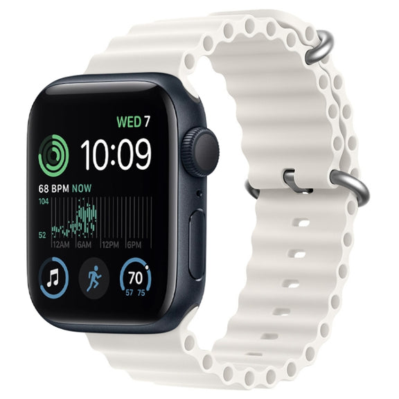 For Apple Watch SE 44mm ZGA Ocean Silicone Watch Band(White)
