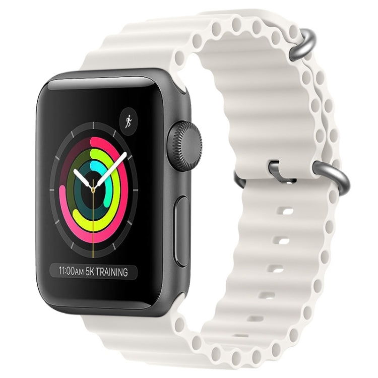 For Apple Watch Series 2 42mm ZGA Ocean Silicone Watch Band(White)