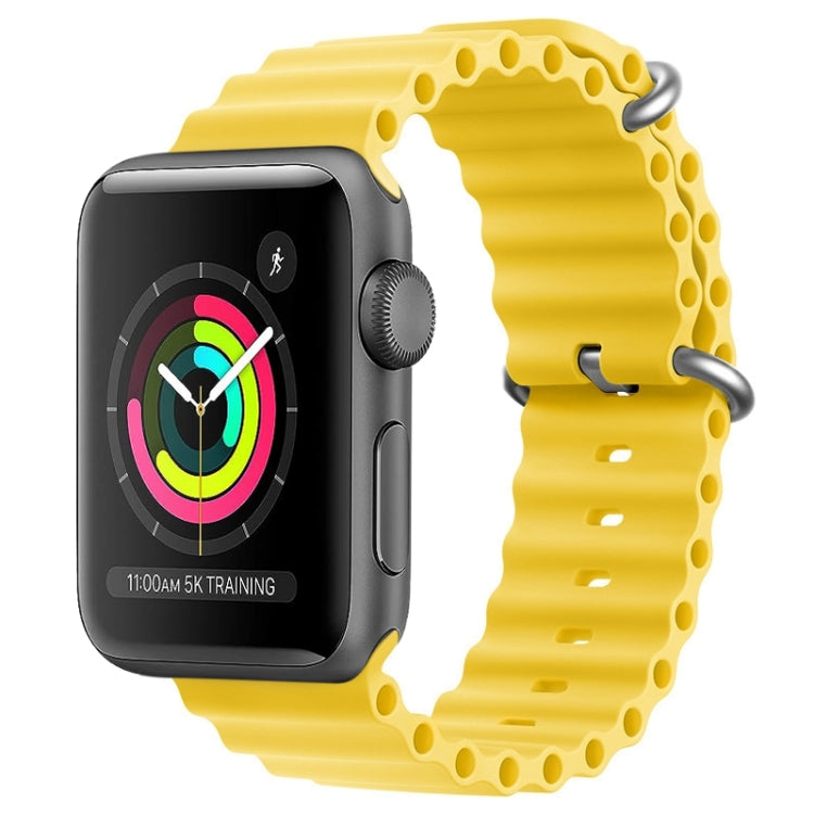 For Apple Watch 42mm ZGA Ocean Silicone Watch Band(Yellow)
