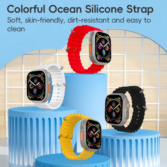 For Apple Watch SE 2022 44mm ZGA Ocean Silicone Watch Band(Black)