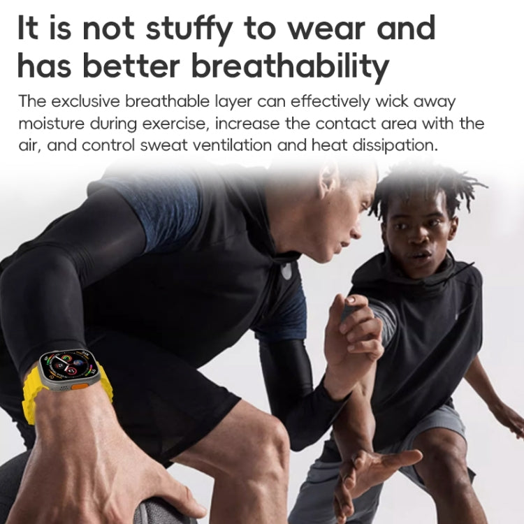 For Apple Watch Series 7 45mm ZGA Ocean Silicone Watch Band(Yellow)